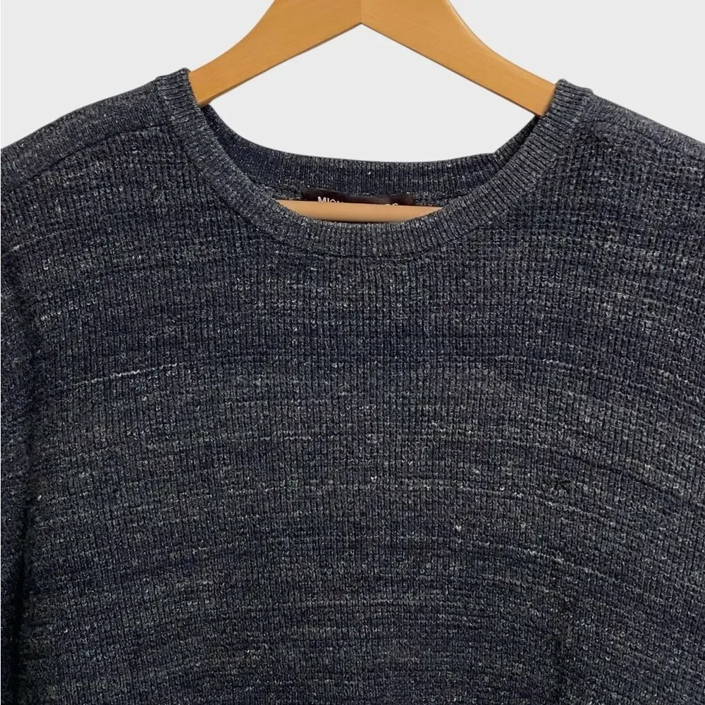 Michael Kors Men's Wool Blend Charcoal Melange Crewneck Sweater Size XL Textured